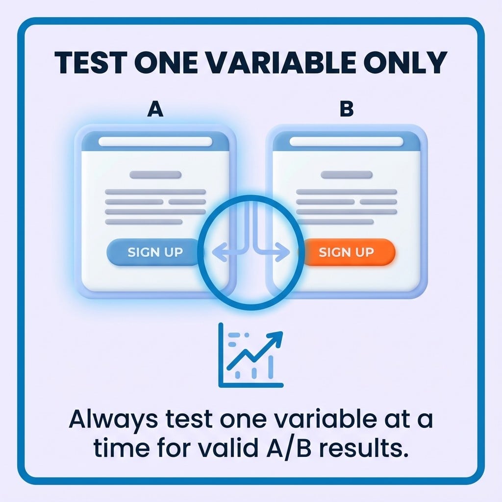 For trustworthy A/B test results, change just one variable and run the test long enough to reach statistical significance.
