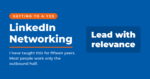 LinkedIn networking featured card stating Neal Schaffer's answer for reaching people you don't know: lead with relevance, and work the inbound half most people skip.