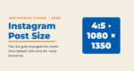 Featured card reading Instagram Post Size, with the answer 4:5, 1080 by 1350 pixels, for the 2026 grid change.