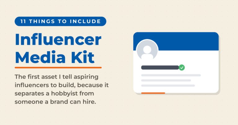 Featured card reading Influencer Media Kit, with Neal Schaffer's note that it is the first asset he tells aspiring influencers to build, beside a mock profile card.
