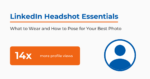 LinkedIn headshot essentials guide cover showing a profile picture icon and the 14x more profile views statistic
