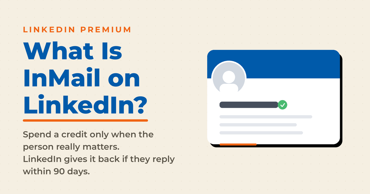 Branded featured graphic reading "What Is InMail on LinkedIn?" with a note that a credit is only worth spending on someone who matters, and that LinkedIn refunds it if they reply within 90 days.