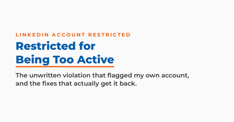 Neal Schaffer featured graphic reading Restricted for Being Too Active, about LinkedIn account restrictions.