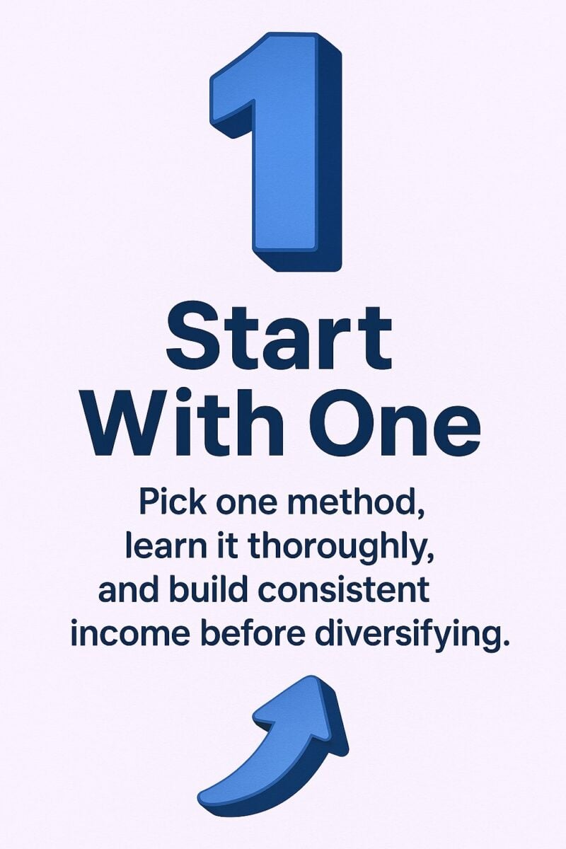Start With One — Master a single method, earn consistently, then diversify.