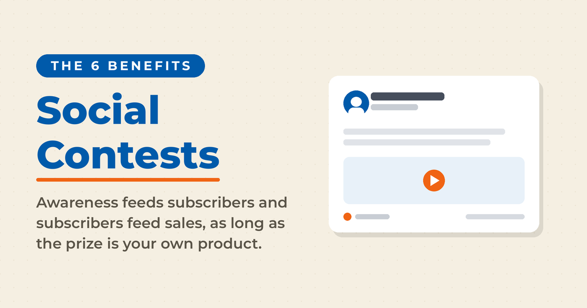 The 6 benefits of social media contests: awareness feeds subscribers and subscribers feed sales, as long as the prize is your own product.