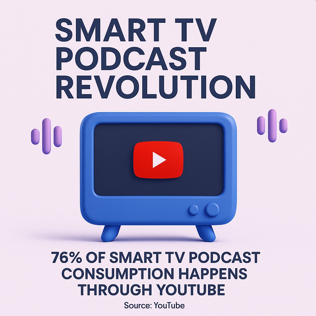 76% of smart TV podcast listening happens on YouTube.
