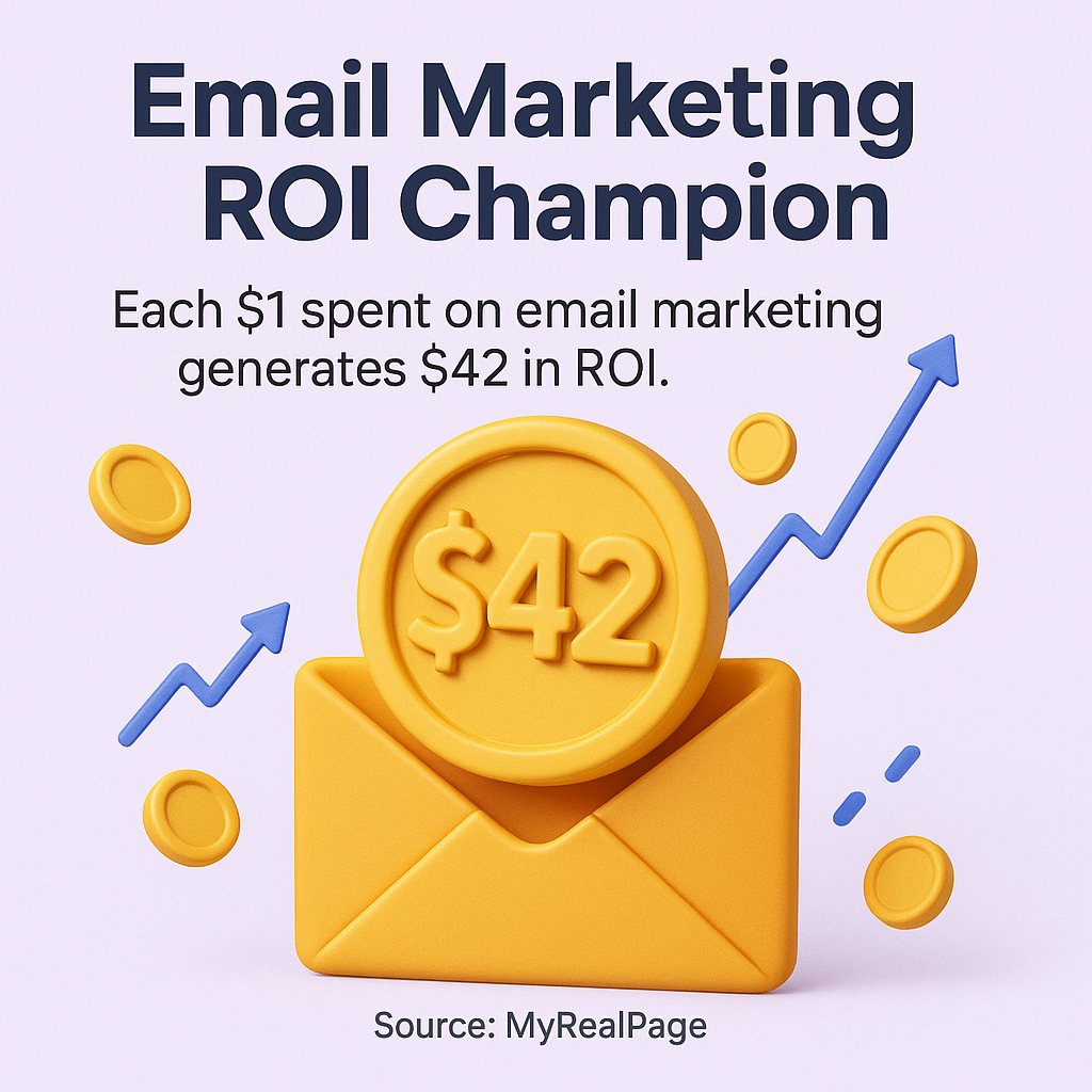 Email marketing’s average ROI is 4200%—a massive opportunity for real estate agents.