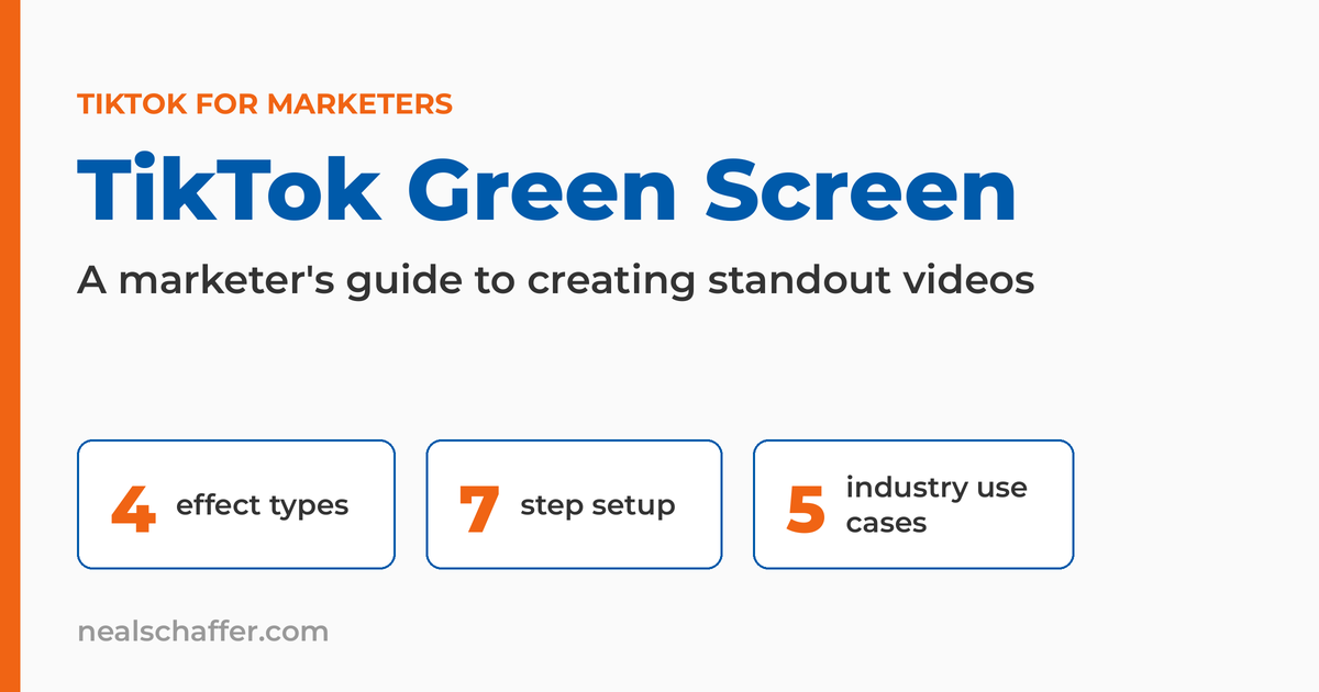 TikTok Green Screen featured graphic: a marketer's guide to creating standout videos, highlighting 4 effect types, a 7-step setup, and 5 industry use cases.