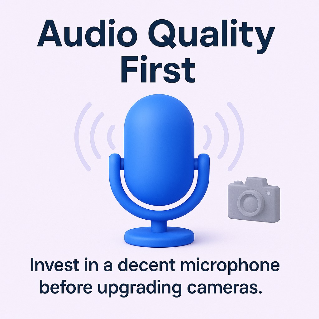 Prioritize audio: a good microphone beats a camera upgrade.