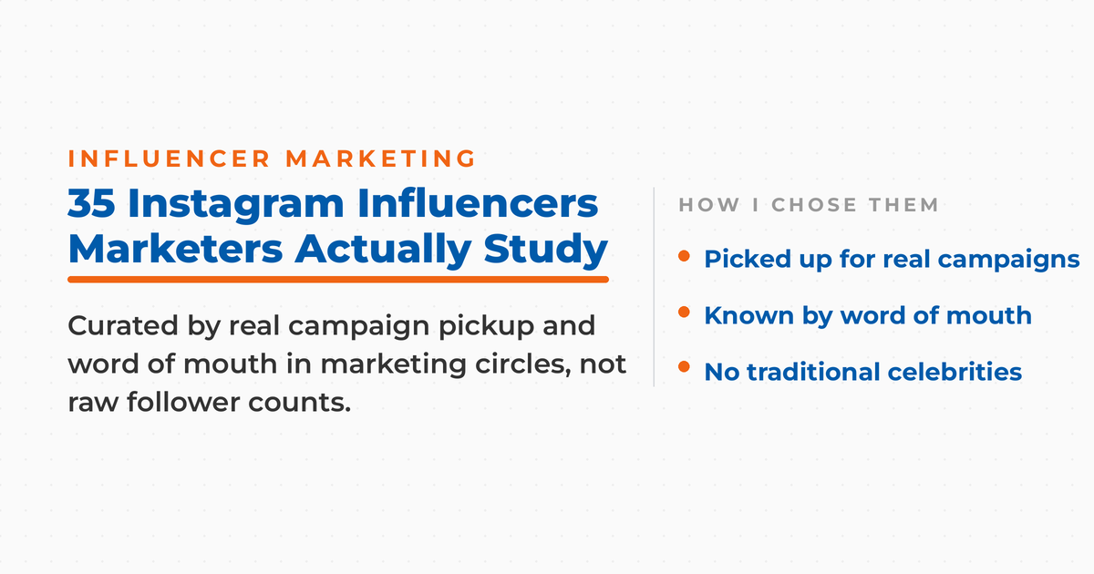 Neal Schaffer's list of 35 top Instagram influencers that marketers study, curated by campaign pickup and word of mouth rather than follower counts