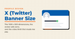 Branded title graphic reading X (Twitter) Banner Size next to an illustrated profile card.